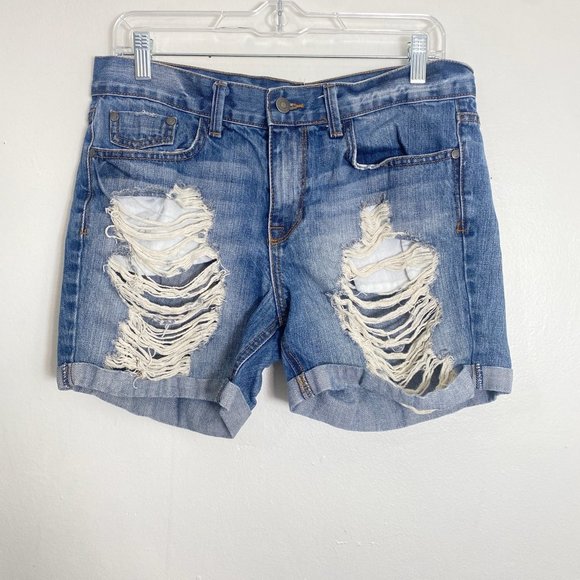 Pistola Jean Shorts Womens M Blue Cuffed Destressed - Picture 1 of 7